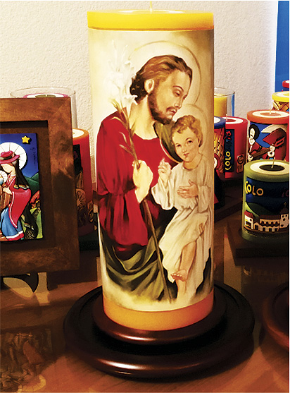 Vela Decorativa pintada al &Oacute;leo: San Jos&eacute; 1 / decorative handmade candle painted in oil: Saint Joseph 1