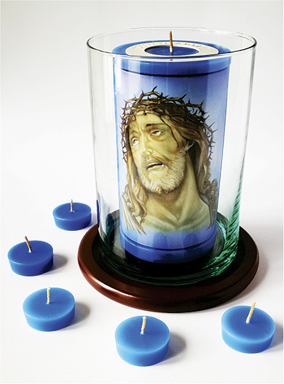 Vela Decorativa pintada al &Oacute;leo: Sagrado Coraz&oacute;n de Jes&uacute;s 1 / decorative handmade candle painted in oil: Holy Heart of Jesus 1