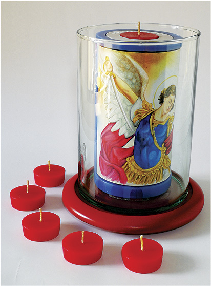 Vela Decorativa pintada al &Oacute;leo: San Miguel Arc&aacute;ngel 1 / decorative handmade candle painted in oil: St. Michael the Archangel 1