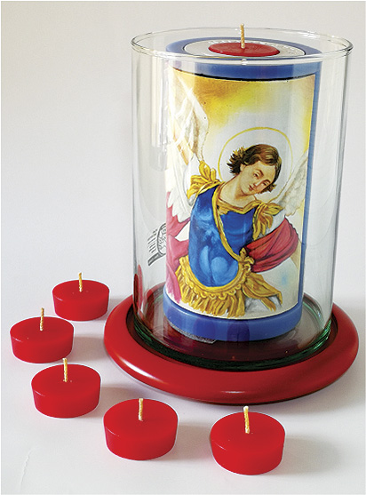 Vela Decorativa pintada al &Oacute;leo: San Miguel Arc&aacute;ngel 1 / decorative handmade candle painted in oil: St. Michael the Archangel 1