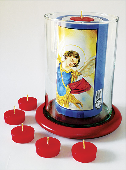 Vela Decorativa pintada al &Oacute;leo: San Miguel Arc&aacute;ngel 1 / decorative handmade candle painted in oil: St. Michael the Archangel 1