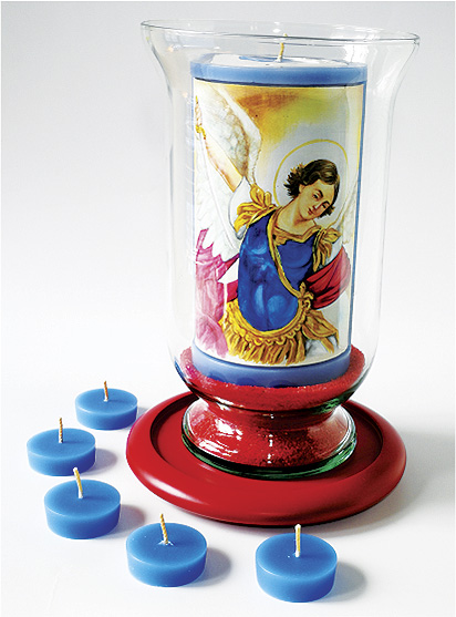 Vela Decorativa pintada al &Oacute;leo: San Miguel Arc&aacute;ngel 1 / decorative handmade candle painted in oil: St. Michael the Archangel 1