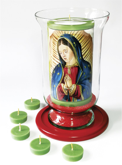 Vela Decorativa pintada al &Oacute;leo: Virgen de Guadalupe 1 / decorative handmade candle painted in oil: Virgin of Guadalupe 1