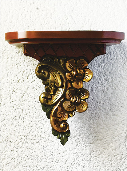 ACCESORIOS DECORATIVOS para velas, elaborados a mano - ILUMINARTE &reg;: REPISA EN MADERA TALLADA 1 / handmade decorative accessories for candles: carved wooden wall shelf 1