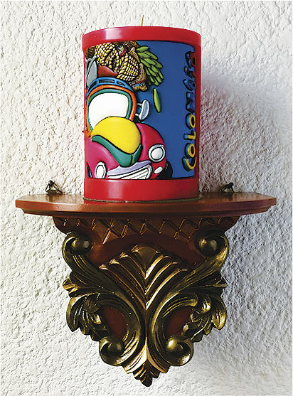 ACCESORIOS DECORATIVOS para velas, elaborados a mano - ILUMINARTE &reg;: REPISA EN MADERA TALLADA 2 / handmade decorative accessories for candles: carved wooden wall shelf 2