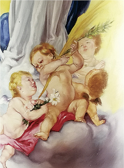 Vela Decorativa pintada al Óleo: La Inmaculada Concepción 1 / decorative handmade candle painted in oil: The Immaculate Conception 1