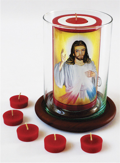 Vela Decorativa pintada al &Oacute;leo: Divina Misericordia de Jes&uacute;s 1 / decorative handmade candle painted in oil: Divine Mercy of Jesus 1