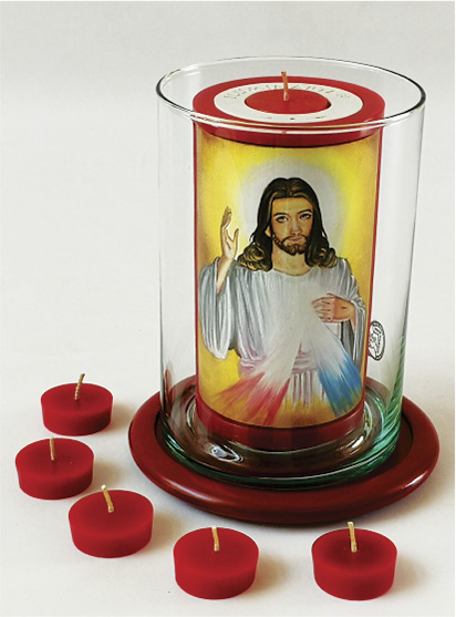 Vela Decorativa pintada al &Oacute;leo: Divina Misericordia de Jes&uacute;s 1 / decorative handmade candle painted in oil: Divine Mercy of Jesus 1
