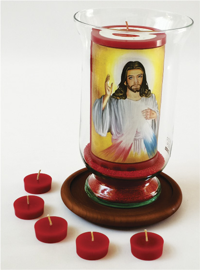 Vela Decorativa pintada al &Oacute;leo: Divina Misericordia de Jes&uacute;s 1 / decorative handmade candle painted in oil: Divine Mercy of Jesus 1