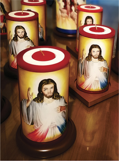 Vela Decorativa pintada al &Oacute;leo: Divina Misericordia de Jes&uacute;s 1 / decorative handmade candle painted in oil: Divine Mercy of Jesus 1