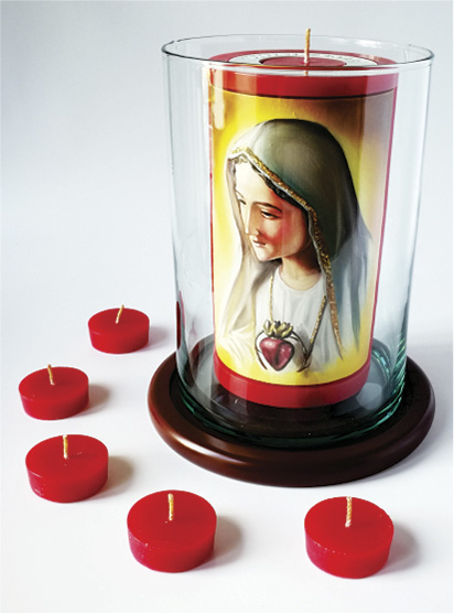 Vela Decorativa pintada al Óleo: Virgen de Fátima 1 / decorative handmade candle painted in oil: Virgin of Fatima 1