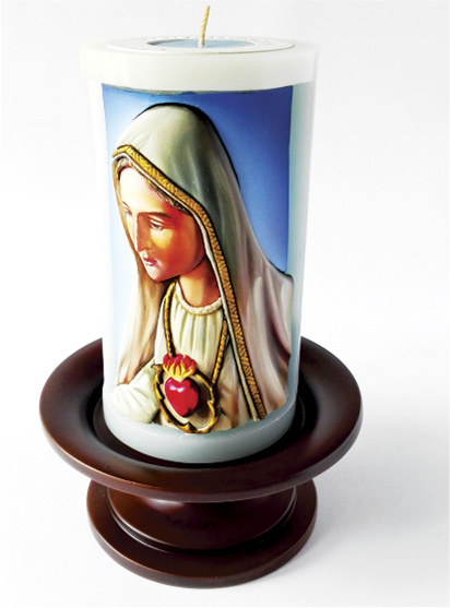 Vela Decorativa pintada al Óleo: Virgen de Fátima 1 / decorative handmade candle painted in oil: Virgin of Fatima 1