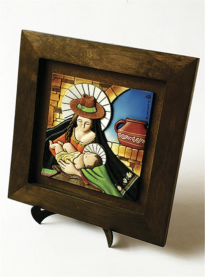 Cuadro Decorativo en Relieve: Virgen Campesina 1 / handcrafted decorative embossed pictures: Typical Virgin Mary 1