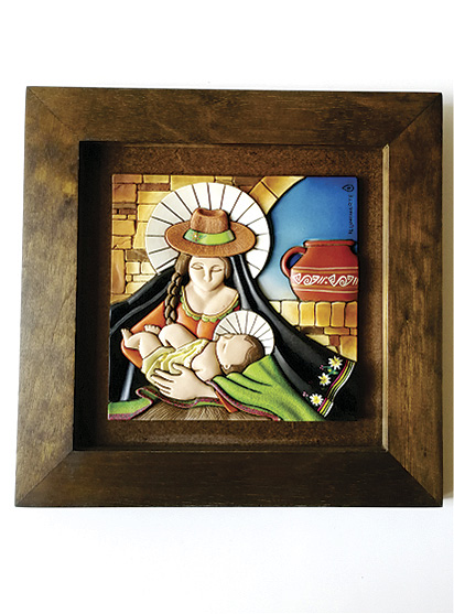 Cuadro Decorativo en Relieve: Virgen Campesina 1 / handcrafted decorative embossed pictures: Typical Virgin Mary 1