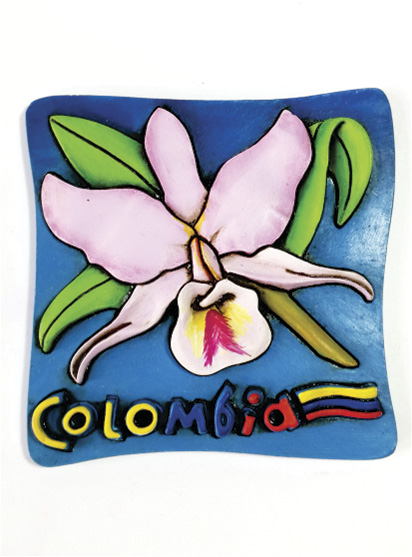 Im&aacute;n Decorativo en Relieve: Orqu&iacute;dea Cattleya 1, flor nacional de Colombia / handcrafted decorative embossed magnet: cattleya orchid 1, national flower of Colombia