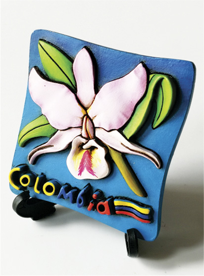 Im&aacute;n Decorativo en Relieve: Orqu&iacute;dea Cattleya 1, flor nacional de Colombia / handcrafted decorative embossed magnet: cattleya orchid 1, national flower of Colombia