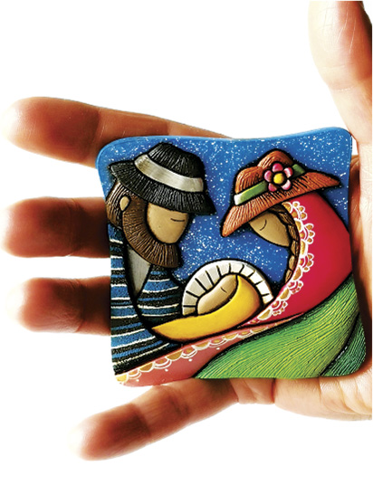 Im&aacute;n Decorativo en Relieve: Pesebre Campesino 1 / handcrafted decorative embossed magnet: typical nativity 1