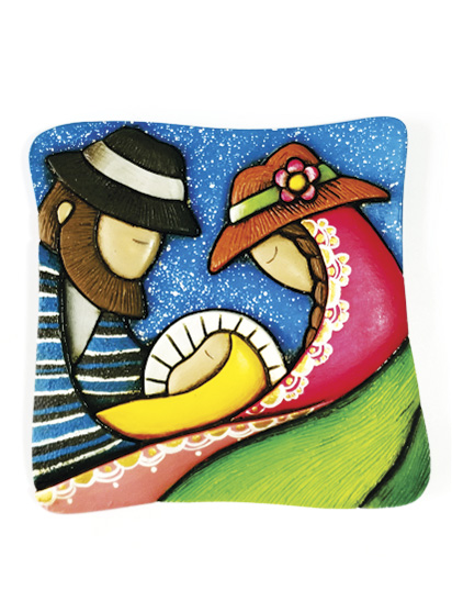Im&aacute;n Decorativo en Relieve: Pesebre Campesino 1 / handcrafted decorative embossed magnet: typical nativity 1
