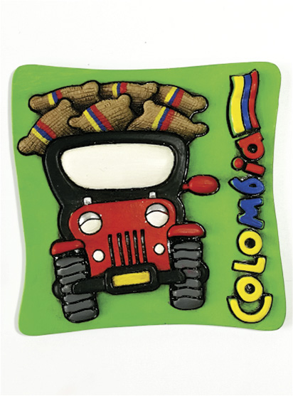 Im&aacute;n Decorativo en Relieve: Yipao 1 / handcrafted decorative embossed magnet: Yipao - colombian typical transport 1