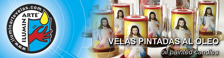 Cabezote con una imagen de velas decorativas pintadas al óleo / header with an image of a decorative handmade candles painted in oil