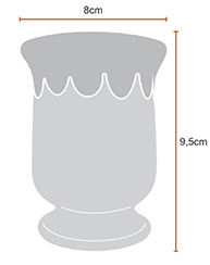 foto con las dimensiones un ACCESORIO DECORATIVO para vela elaborado a mano - ILUMINARTE &reg;: Vela en Cer&aacute;mica 1: Candelabro: ALTO: 9,5cm - DI&Aacute;METRO: 8cm / photograph with the dimensions of a handmade decorative accessorie for candle - ceramic candle 1: chandelier: height: 9,5cm - diameter: 8cm