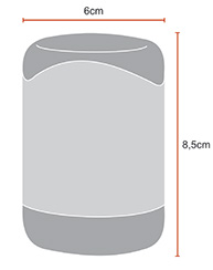 foto con las dimensiones un ACCESORIO DECORATIVO para vela elaborado a mano - ILUMINARTE &reg;: Vela en Cer&aacute;mica 3: Copa: ALTO: 8.5cm - ANCHO: 6cm / photograph with the dimensions of a handmade decorative accessorie for candle - ceramic candle 3: cup: height: 8.5cm - width: 6cm