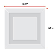 foto con las dimensiones de un cuadro de ILUMINARTE &reg; ALTO: 26cm - ANCHO: 26cm / photograph with the dimensions of a picture: height: 26cm - width: 26cm