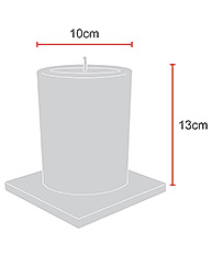 foto con las dimensiones de una vela de ILUMINARTE &reg; ALTURA: 13cm - DI&Aacute;METRO: 10cm / photograph with the dimensions of a candle: height: 13cm - diameter: 10cm